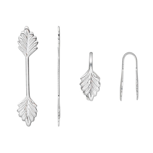 Plated Brass Metal Leaf Shaped 29mm Long Fold Over Glue On Jewelry Finding Bails To Make Pendants & Charms for Undrilled Items~Sold Individually