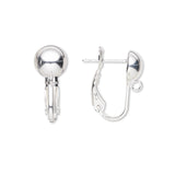Stud Omega Back Post Earring Findings With 8mm Round Half Ball & Loop Ring for Adding Charms Plated Over Brass Base Metal for Pierced Ear~Sold Individually