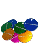 Engraved 1 inch Round Anodized Aluminum Flat Coin Charm Pendants with Hole & # Cancer Awareness, Survivor or Sucks ~Sold Individually