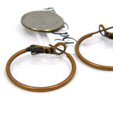Antique Copper Plated Brass Plain Leverback Omega Lever Rustic Vintage Hoop Earrings with Antiqued Finish ~ Sold Individually