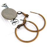 Antique Copper Plated Brass Plain Leverback Omega Lever Rustic Vintage Hoop Earrings with Antiqued Finish ~ Sold Individually