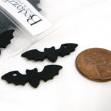 Matte Black 1 inch (25mm) Winged Spooky Vampire Bat Halloween Charm Pendants with Hole to Hang~Sold Individually