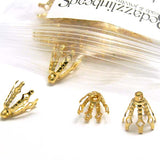 Big 12mm Plated Brass Bell Bead End Cap Charm Settings with Loop Ring & 7 Legs~Sold Individually