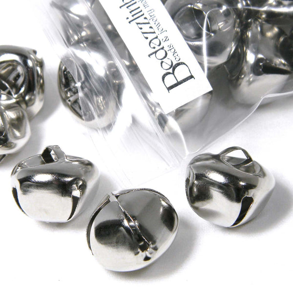 Big 3/4 inch 20mm Iron Christmas Craft Metal Jingle Bell Charms with Loop for Hanging & Clappers to make Santa Sleigh Sound~Sold Individually