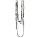24 inch Long Hypoallergenic Stainless Steel Silver Venetian 3mm Thick Box Chain Necklace with Lobster Clasp ~ Sold Individually