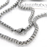 24 inch Long Hypoallergenic Stainless Steel Silver Venetian 3mm Thick Box Chain Necklace with Lobster Clasp ~ Sold Individually