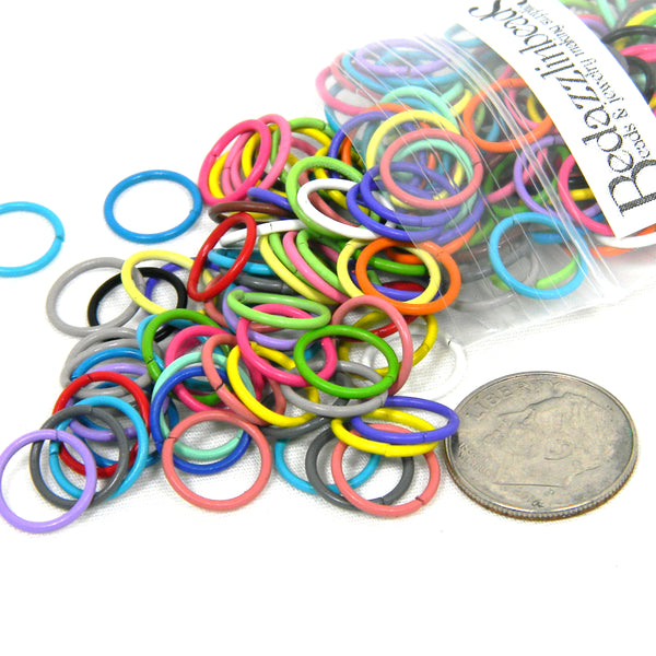 Big Iron Assorted Bright Color Mix 10mm 19 Gauge Jumprings with Strong Base Metal Jump Ring Jewelry Findings~Sold in 100 piece increments