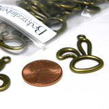 Hollow 1 1/4 inch Big Easter Bunny Rabbit Floppy Ear Jewelry Pendant Charms for Necklace, Bracelet, Earrings and so Much More~Sold Individually