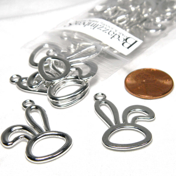 Hollow 1 1/4 inch Big Easter Bunny Rabbit Floppy Ear Jewelry Pendant Charms for Necklace, Bracelet, Earrings and so Much More~Sold Individually
