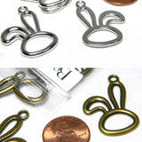 Hollow 1 1/4 inch Big Easter Bunny Rabbit Floppy Ear Jewelry Pendant Charms for Necklace, Bracelet, Earrings and so Much More~Sold Individually
