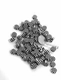 Black & White 8mm Round Checkered Flag Racing Coin Beads with Square Farmhouse Gingham, Christmas Buffalo Pattern ~ Sold Individually