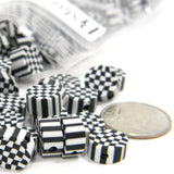 Black & White 8mm Round Checkered Flag Racing Coin Beads with Square Farmhouse Gingham, Christmas Buffalo Pattern ~ Sold Individually
