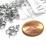 Antique Silver Plated Open 4 Leaf Clover Lucky St. Patrick's Day 5/8 inch Metal Pendant Charms with Four Hollow Leaves~Sold Individually
