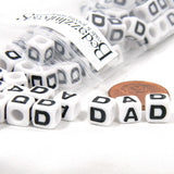 Loose DAD Plastic Acrylic 7mm Square Cube Letter Beads with Big 3.5mm Hole for Thick Cording & Strings for Father's Day Crafts and Jewelry~Sold per Set