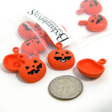 Orange & Black Enamel Jack-O-Lantern Carved Smiley Face Pumpkin Halloween Charms~Sold Individually