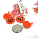 Orange & Black Enamel Jack-O-Lantern Carved Smiley Face Pumpkin Halloween Charms~Sold Individually