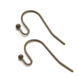 Fishhook Hook Earwire Earring Findings With Open Fancy Ball Loop Plated Over Brass Base Metal~Sold Individually