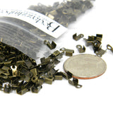 Plated 6mm Fold Over Crimp Tube Jewelry Findings for 1mm - 1.5mm Bead Cording & Wire Ends with Loop for Connecting ~ Sold Individually