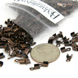 Plated 6mm Fold Over Crimp Tube Jewelry Findings for 1mm - 1.5mm Bead Cording & Wire Ends with Loop for Connecting ~ Sold Individually