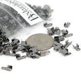 Plated 6mm Fold Over Crimp Tube Jewelry Findings for 1mm - 1.5mm Bead Cording & Wire Ends with Loop for Connecting ~ Sold Individually