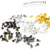Plated 6mm Fold Over Crimp Tube Jewelry Findings for 1mm - 1.5mm Bead Cording & Wire Ends with Loop for Connecting ~ Sold Individually