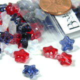 Patriotic Clear White AB and Red & Blue 8mm USA American Flag Themed Glass Star Beads~Sold in 100 Piece Increments