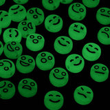 Green Glowing Facial Expressions: Smile, Mad, Sad, Scared Glow in the Dark Face Coin Beads~Sold in 100 Piece Increments