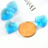 Faceted Glass 14mm Heart Focal Drop Beads with 1.5mm Hole for Charms or Pendants~Sold Individually