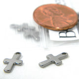 Small 1/2 inch Surgical 304 Grade Stainless Steel Silver Little Cross Charms with Loop Ring~Sold Individually