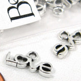 Little Antique Silver Love with Heart 1/2 inch Small Metal Word Charms with Ring Hole~Sold Individually