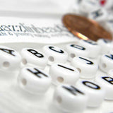 Black & White 7mm Round x 4mm Thick Plastic Acrylic Disc Coin Alphabet Letter Beads~Sold Individually