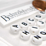 Black & White 7mm Round x 4mm Thick Plastic Acrylic Disc Coin Alphabet Letter Beads~Sold Individually