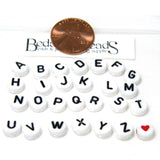 Black & White 7mm Round x 4mm Thick Plastic Acrylic Disc Coin Alphabet Letter Beads~Sold Individually
