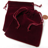 Soft Velvet Fabric Dark Red Small - Big Jewelry Drawstring Gift Pouches in a Deep Burgundy for Presents~Sold Individually