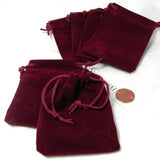 Soft Velvet Fabric Dark Red Small - Big Jewelry Drawstring Gift Pouches in a Deep Burgundy for Presents~Sold Individually