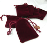 Soft Velvet Fabric Dark Red Small - Big Jewelry Drawstring Gift Pouches in a Deep Burgundy for Presents~Sold Individually