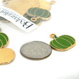 Gold Plated & Enamel 3/4 inch Autumn Thanksgiving Pumpkin Charms with Loop in Orange or Green~Sold Individually