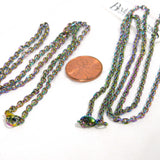 Metallic Rainbow Ion Plated 304 Grade Stainless Steel 3mm Cable Link Chain Necklace with Lobster Clasp~Sold Individually