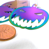 Big Rainbow Ion Plated Stainless Steel Halloween Pumpkin Charms with Mean Scary Jack O Lantern Face Pendants with purple, green, blue, pink+ Chaging Colors~Sold Individually