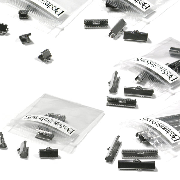 Surgical 304 Grade Stainless Steel Flat Ribbon Crimp End Findings with Teeth~Sold Individually