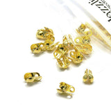 Side Fold Clamshell Bead End Tips with Double Loop Hide Knots & Crimp Beads~Sold Individually