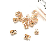 Side Fold Clamshell Bead End Tips with Double Loop Hide Knots & Crimp Beads~Sold Individually