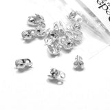 Side Fold Clamshell Bead End Tips with Double Loop Hide Knots & Crimp Beads~Sold Individually