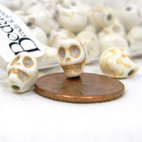 Small 8mm Imitation Bone Beige & Brown Skeleton Skull Little Ivory Crackle Stone Beads with Hole for Stringing~Sold Individually