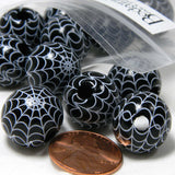 Big 16mm Round Spiderweb Wood Beads with Large 4mm Hole & Spider Webs on Natural Wooden Beads~Sold Individually