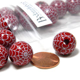 Big 16mm Round Spiderweb Wood Beads with Large 4mm Hole & Spider Webs on Natural Wooden Beads~Sold Individually