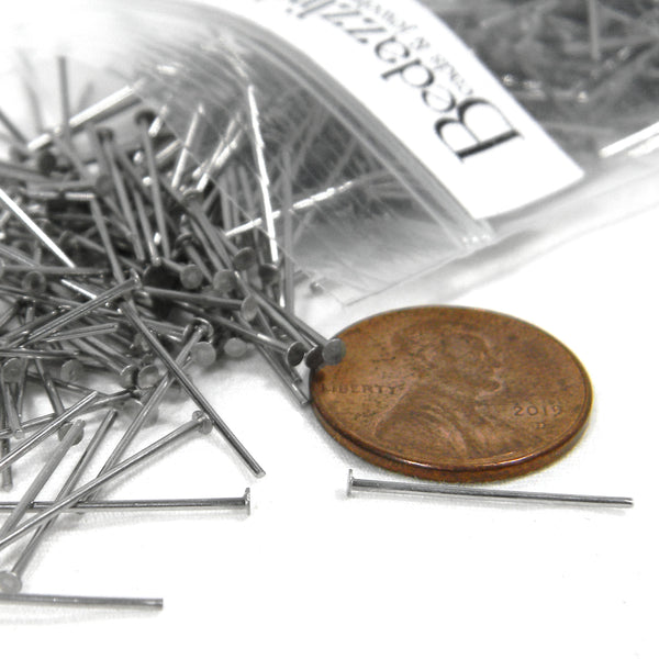 Surgical 304 Grade Silver Stainless Steel 21 Gauge 0.71mm 18mm Long Headpin Flat Head Pin Jewelry Findings~Sold Individually