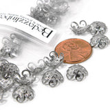 Silver 304 Grade Stainless Steel 10mm x 4mm Filigree Bead End Cover Cap Accent Findings for Jewelry~Sold Individually