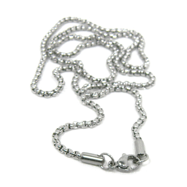 24 inch Long Hypoallergenic 304 Grade Stainless Steel 2mm Silver Box Chain Necklace with Lobster Clasp ~ Sold Individually