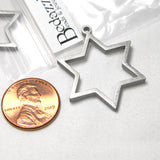 Surgical 304 Grade Stainless Steel Big Matte Silver 6 Point Star of David Hollow Open Back Frame Pendant Charm~Sold Individually
